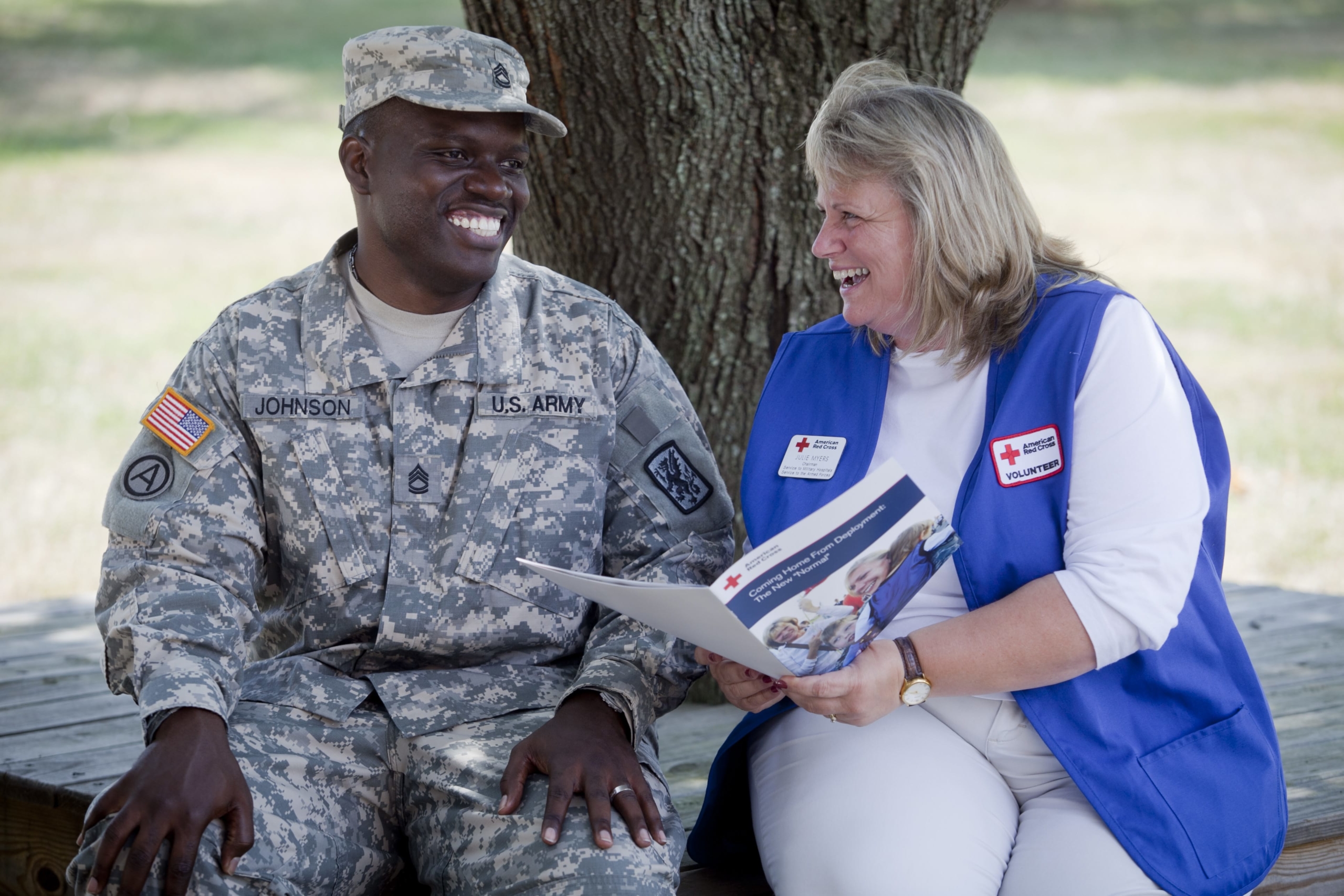 American Red Cross with soldier